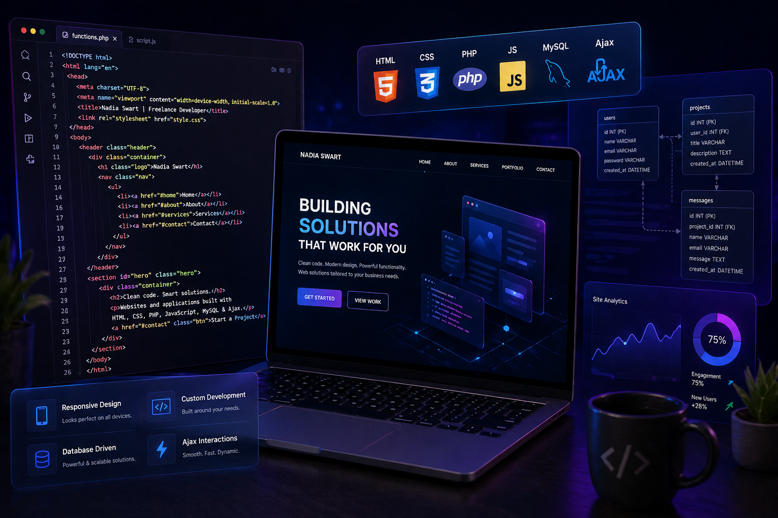 Example of Nadia Swart web development work